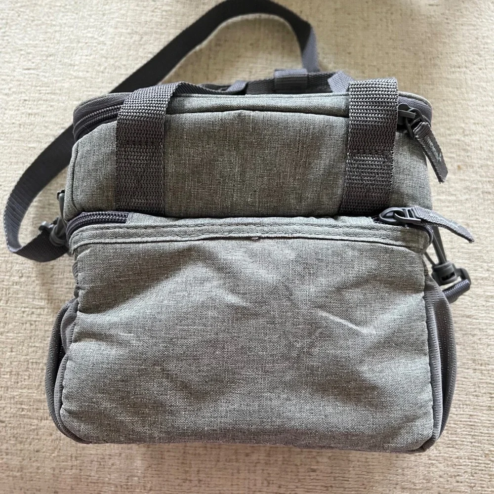 Fulton Bag Co Dual Compartment Insulated Lunch Bag Gray Cooler Shoulder Strap‎